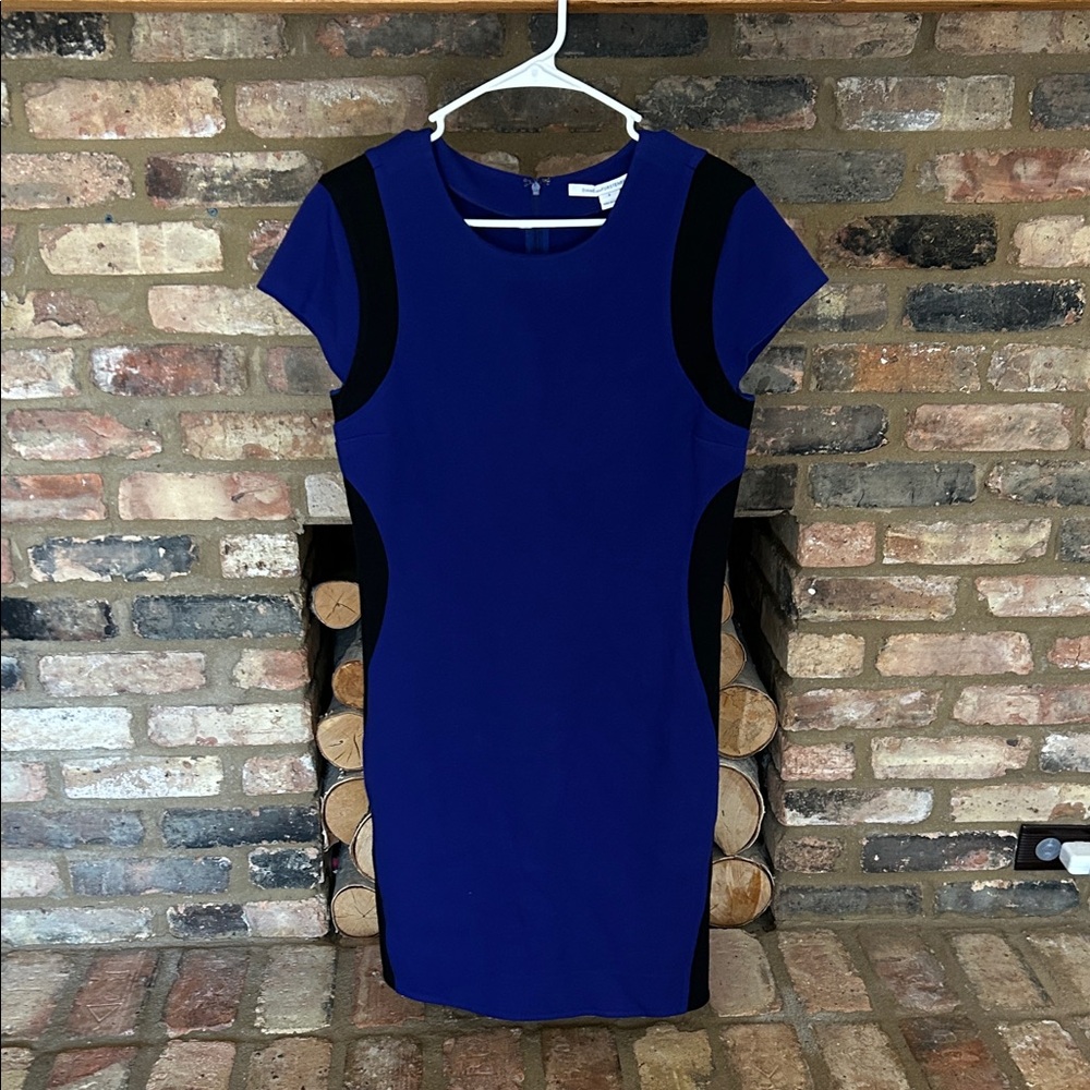 Diane Von Furstenberg Blue and Black Mini Dress